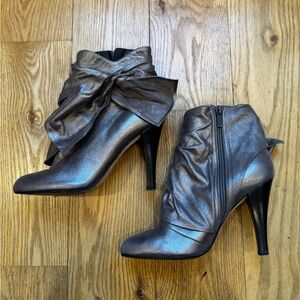Silver Heeled Boots with Stiletto Heel and Pointed Toe